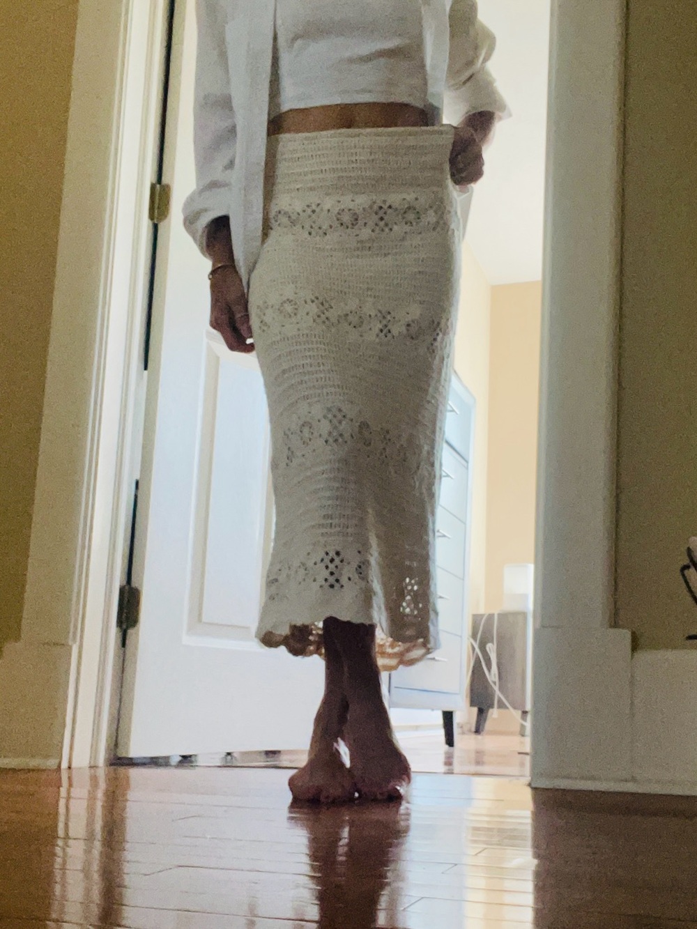 Dex Cream Crochet Maxi Skirt